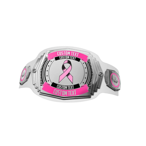 Cinturón de Campeonato de Concienciación sobre el Cáncer de Mama con Texto Personalizado y Diseño de Lazo Rosa, Cinturón Plateado para Eventos de Recaudación de Fondos - Product Image 6