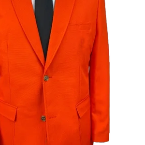 Blazer universitaire premium en polyester, orange chaud, coupe droite, simple boutonnage, style business décontracté, avec fermeture éclair, grandes tailles - Product Image 4