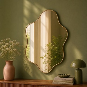 Espejo Redondo de Pared con Marco de Latón, Diseño de Arco, Estilo Art Deco, Hecho a Mano, Decorativo Tradicional, 4.0 mm de Grosor, No Requiere Electricidad - Product Image 6