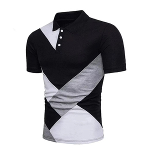 Camisa polo con estampado geométrico para hombre, camiseta informal de manga corta, ajustada, con logotipo personalizado, estilo streetwear - Product Image 3