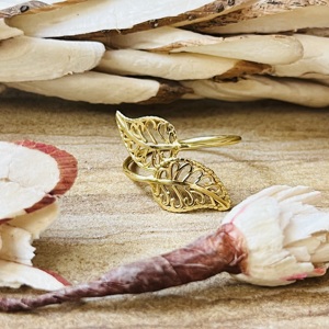 Hot Selling Leaf <b>Ring</b> Boho Brass <b>Rings</b> For Women 18k Gold Plated Filigree Nature <b>Statement</b> Dainty Jewelry Wholesale/OEM/ODM - Product Image 1