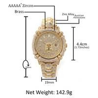 Nouvelle montre-bracelet en alliage pour homme, style hip-hop, punk unique, avec crâne entièrement serti de diamants, verre, lumineuse, non étanche, quartz décontracté