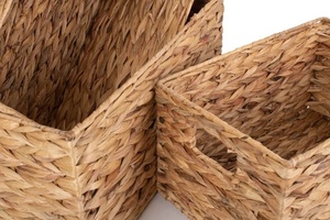 Hand Woven Basic Water hyacinth Rectangle <b>Basket</b> with Handle <b>Foldable</b> Multifunction <b>Basket</b> - Product Image 5