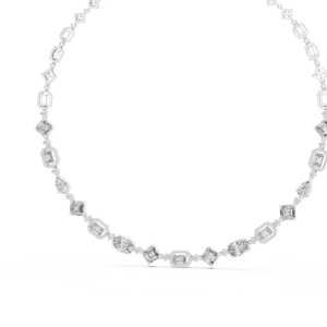 Collier TIMELESS en or blanc 18 carats plaqué rhodium avec diamants de laboratoire certifiés Imperial Angles MIX CUT pour femmes - Product Image 3
