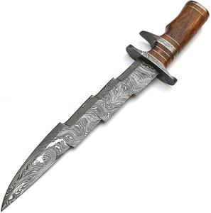 Cuchillo Bowie de Hoja Fija Industrial para Camping DIY de Iron Crown Forge, Acero de Damasco, Espalda Recta, 3mm de Grosor, Mango de Madera, OEM - Product Image 2
