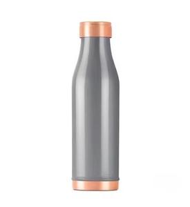 Matte Grey Copper Water Bottle Textured Finish Reusable Leakproof Drink Bottle With Copper Glass Travel Office Gift - Product Image 1