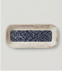 Plateau de service rectangulaire en bois de manguier avec motif floral émaillé foncé, design vintage, vaisselle et assiettes - Product Image 2