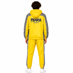 Conjunto Deportivo de Invierno Ligero para Hombre, Color Amarillo Gris Sólido, Chaqueta con Capucha, Pantalones Deportivos, Resistente al Viento, Transpirable, de Alta Calidad, Informal - Product Image 3