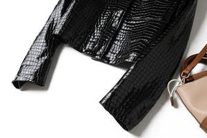 Chaqueta de Cuero Genuino de Piel de Oveja para Mujer, Transpirable, Impermeable, Estilo Casual Biker con Forro de Nailon - Product Image 4