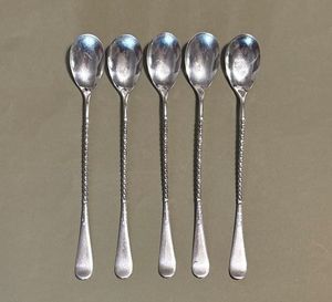 Mini-cuillères à thé en métal argenté avec manche à motif feuille, finition rigide, pour la restauration hôtelière, la vaisselle et les accessoires à café - Product Image 4