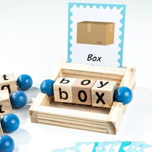 Bloques de alfabeto de madera con bolas azules para aprender y jugar - Product Image 3