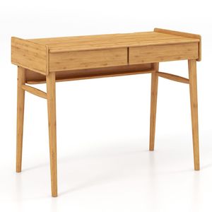 Escritorio Elevable con 2 Cajones de Almacenamiento y Estante Abierto, Mesa de Bambú para Computadora Portátil para Oficina - Product Image 4