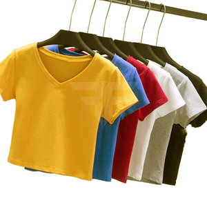 Camisetas Cortas de Verano para Mujer, Cuello en V, Algodón, Casuales, Ecológicas, con Impresión de Logotipo Personalizado, Transpirables, Estilo Urbano, Blancas - Product Image 1