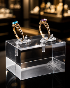 Customizable Acrylic Ring Jewelry Display Stand with Laser Engraving for Retail Shops - Product Image 5