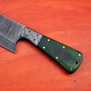 Couteau de chasse à lame fixe en acier Damas fait main avec étui en cuir, outil de survie et de découpe pour le camping et le bushcraft en extérieur - Product Image 5