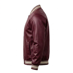 Chaquetas Varsity de Cuero de Manga Larga para Hombre, Estilo Profesional, con Frente de Lona, Ecológicas, Resistentes al Viento, Transpirables, para Invierno, Venta al Por Mayor - Product Image 5