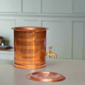 Fontaine à eau cylindrique classique en cuivre avec robinet de distribution fluide, idéale pour le stockage quotidien d'eau potable - Product Image 2