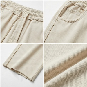 Fabricant de pantalons de survêtement en coton délavés à l'acide pour hommes Pantalons de survêtement baggy à jambes larges et à rayures pour l'extérieur avec plusieurs poches - Product Image 4