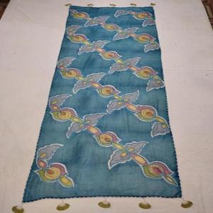 Elegant Merino Wool Hand Printed Hand Drawn Long Shawl Soft Warm Lightweight Anti-Bacterial Four-Way <b>Stretch</b> Fashion <b>Wrap</b> Women - Product Image 4