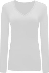 T-shirt Femme Manches Longues Col V Uni Haute Qualité Anti-Transpiration Respirant pour Sport et Fitness - Product Image 2