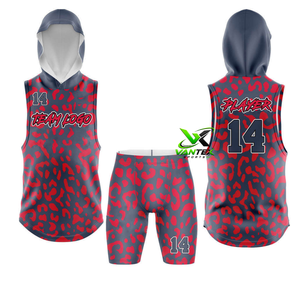 ชุดเสื้อบาสเก็ตบอลมีฮู้ดสำหรับผู้ชาย Vantex Sports ผลิตจากโพลีเอสเตอร์ 100% พิมพ์ลายแบบ Sublimation เสื้อแขนกุดและกางเกงขาสั้น - Product Image 4