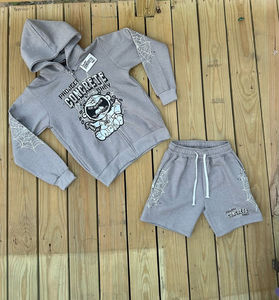 Conjunto Corto Personalizado con Cierre y Pedrería, Lavado al Ácido, con Bordado de Diseño Vintage y Estilo Desgastado, 100% Algodón Terry - Product Image 4