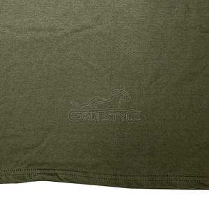Camiseta de algodón para hombre, verde oliva, cuello redondo, transpirable, ecológica, manga corta, estilo urbano, logotipo personalizado, OEM, camisetas al por mayor. - Product Image 6