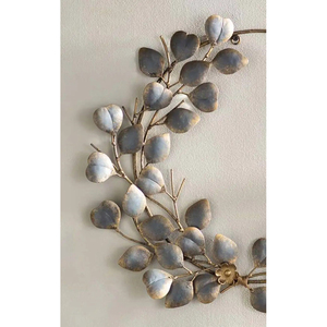 Rustic Metal Hoop Featuring A Slender <b>Wire</b> <b>Frame</b> Asymmetrically Adorned With Textured Frost Grey Eucalyptus Leaves For Decor - Product Image 6