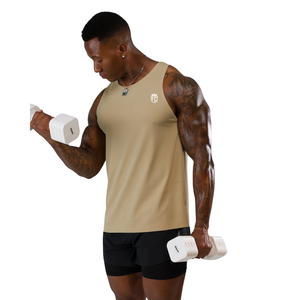 Camiseta sin mangas para hombre, color arena, estilo casual, para gimnasio, entrenamiento, fitness, deportes, OEM, al por mayor - Product Image 5