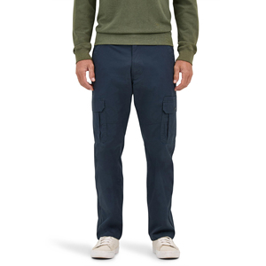 Pantalones Cargo de Lona Azul Marino para Hombre, Corte Recto, Casuales, con Bolsillos Laterales, Cierre de Cremallera, Peso Medio - Product Image 1