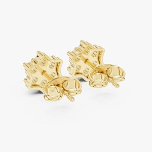 Pendientes de Oro Amarillo de 9K con Diamantes Cultivados en Laboratorio de 0.31CT, Diseño de Racimo de Flores, Corte Brillante Redondo, 7 Piedras, Joyería Fina al por Mayor - Product Image 4