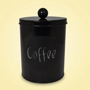 Modern Matte Black Metal Coffee Canister Airtight Iron <b>Kitchen</b> <b>Storage</b> <b>Container</b> For Coffee Beans And Grounds Retro Countertop - Product Image 1