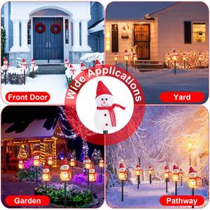 <b>Solar</b> Powered LED Lamp 3 Snowmen Outdoor Decorative Christmas Garden Stake <b>Light</b> IP55 Waterproof <b>Santa</b> Landscape Warm Lighting - Product Image 1