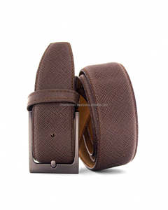 Ceinture pour homme en cuir de vachette de haute qualité, boucle carrée en cuivre, double couture, tressée, 35 mm, texture fine, décontractée, écologique - Product Image 2