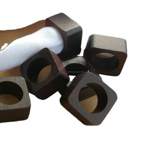 Servilletero de madera de Fresno antiguo personalizado cuadrado marrón oscuro vajilla de madera servilletero para el hogar - Product Image 1