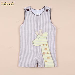 Ensemble short décontracté de luxe pour garçons, imprimé girafe brodé à la main, tissu en seersucker 100% coton, ODM OEM personnalisé, vente en gros - Product Image 5