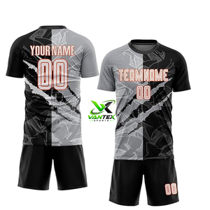 Maillot de football personnalisé Vantex Sports à séchage rapide, dégradé noir-vert, manches courtes, uniforme d'équipe, numéro 00 imprimé, polyester - Product Image 4