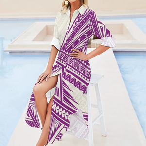 Vestidos con Botones, Tallas Grandes, Diseño Tribal Polinesio, Vestidos Camiseros para Mujeres Elegantes, Novedades 2026 - Product Image 2