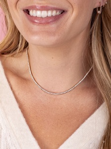 Sterling Silver 9KT 10KT 14KT 18KT Lab Grown Diamonds Luxury & Classic <b>Tennis</b> <b>Necklace</b> For Wedding Jewelry Gifts for Women Men - Product Image 6