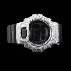 2026 Starspire Jewels Classic Digital 3bar VVS Moissanite Iced-out Luxury Fashion Silver Rubber Band Customizable Size Watch - Product Image 1