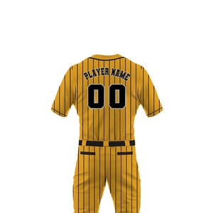 Men's Yellow Striped Baseball Uniform With Black Belt And <b>Socks</b> Regular Fit All Seasons Moisture Wicking <b>Polyester</b> Jersey - Product Image 5