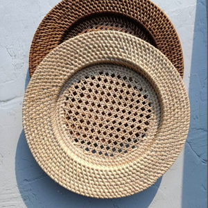 Platos de mimbre y ratán hechos a mano 2026, manteles individuales redondos de 13 pulgadas para decoraciones rústicas de mesas de boda y cenas - Product Image 2