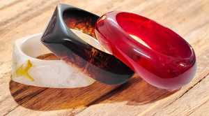 MN Exports Islam Fashion Resin Lucite Bangle <b>Bracelet</b> Set <b>Red</b> Black White Unisex Gift Jewelry - Product Image 2