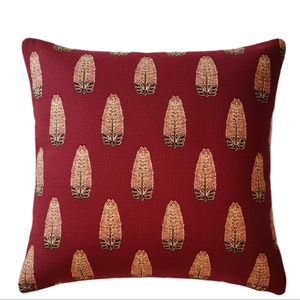 Housse de coussin décorative pour canapé, motif floral imprimé à la main, 100% coton, 200 fils/cm², 45x45cm, fermeture éclair invisible, style indien fait main, pour la maison et l'hôtel - Product Image 1