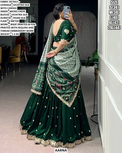 Eshaal Lehenga Choli Morado Largo hasta el Suelo con Bordado Bhandhani Tradicional de Secado Rápido y Protección Solar para Diwali/Fiestas Vichitra - Product Image 4