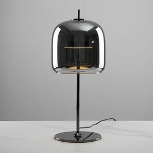 Lámpara de Mesa Decorativa con Pantalla de Vidrio Ahumado y Base Negra, Luz Tricolor Ajustable para Hogar u Oficina Moderna - Product Image 2