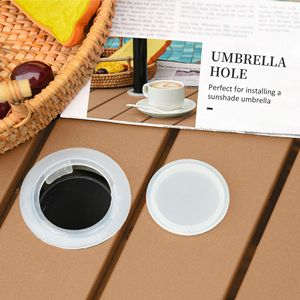Tavolino Pieghevole in Rattan per Esterni con Foro per Ombrellone, Telaio in Lega di Alluminio, Ideale per il Giardino - Product Image 5