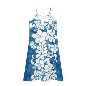 Robes amples de haute qualité à prix réduit pour femmes, élégantes robes maxi à imprimé hawaïen avec des fleurs d'hibiscus - Product Image 3