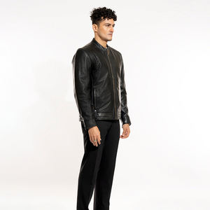 Veste en cuir de peau de mouton de haute qualité, au design optimal, avec impression de logo personnalisée, manches longues, col montant pour homme - Product Image 4