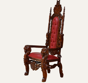 เก้าอี้บัลลังก์ไม้มะฮอกกานีโบราณ งานแฮนด์เมด ทนทาน ดีไซน์หรูหราสไตล์ยุโรป เหมาะสำหรับอพาร์ทเมนต์ โรงแรม และห้องนั่งเล่น - Product Image 3